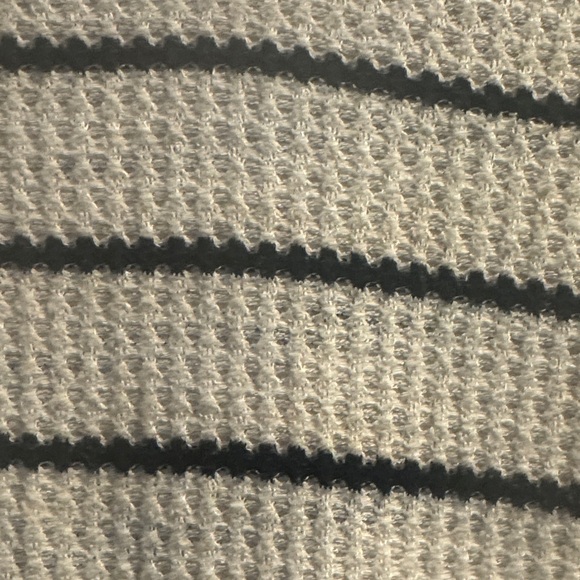 Elegant Striped V-Neck Peplum Top - Cream and Black - Picture 6 of 7